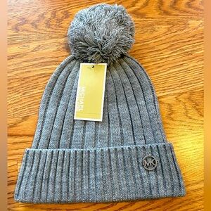 Michael Kors Pom-pom Beanie Winter Hat-Gray-New